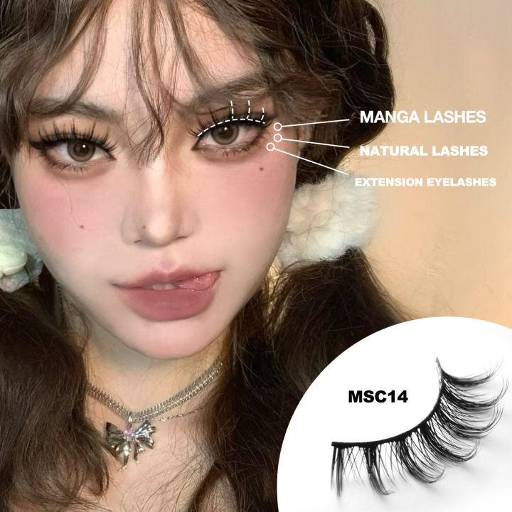 10 Pairs Natural False Eyelashes Manga Lashes 3d Faux Mink Lashes Soft Winged Natural Realistic 3570