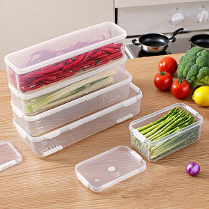 1-4pc Cilantro Scallion Storage Box Refrigerator Boxes With Lid Transparent Sealed Fruit Container Noodles Sealed Organizer