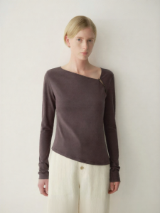 INSIS FEMME | Merino Wool and Cotton New Chinese Style Oblique Placket T-Shirts