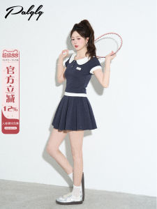 Casual Doll Collar Short Sleeve Two-Piece Set Womens Summer Fashionable Mini Skirt Ensemble Polyester Cotton Spandex Blend