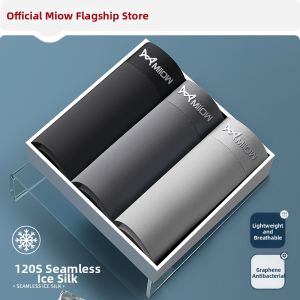 MiiOW | Mens Ice Silk Breathable Sports Underwear Flat Angle Shorts Large Size Antibacterial 120S Seamless Ice Silk Graphene Fabric All Season Wear 4 Pieces