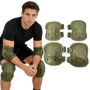 Outdoor Tactical Gear Set 4 Knee Pads Elbow Pads Combat Knee and Elbow Protective for  Outdoor Cycling Army Sports Safety Skate