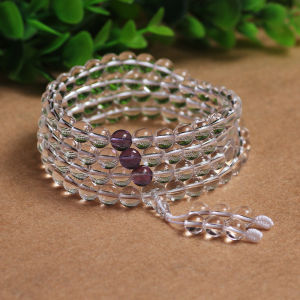 Natural White Crystal 108 Beads Multi-Wrap Bracelet Mens Brazil Crystal Beads Rosary Bracelet Womens Handheld Necklace