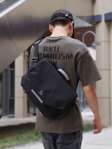 Premium Solid Mens Cross Body Bag: Reflective Large Capacity Multi-function Oxford Waterproof Fashion Commute Casual Bag