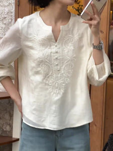 SHUAIYUE | Vintage Embroidery Stylish Long Sleeve Shirt