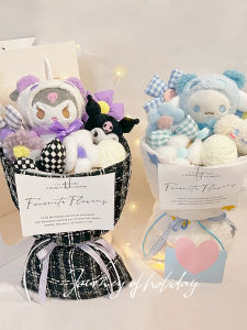 Birthday Gift Cute Cinnamon Dog Kawaii Doll Flower Bouquet Graduation Souvenir for Girlfriend Female Friend Creative Gift Box