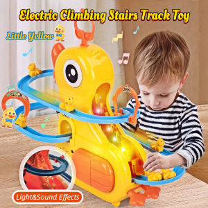 Fun Assembly Children Duck Climbing Stair Track Toy With Light And Music Kids Electronic Educational Toy Duck Climbing