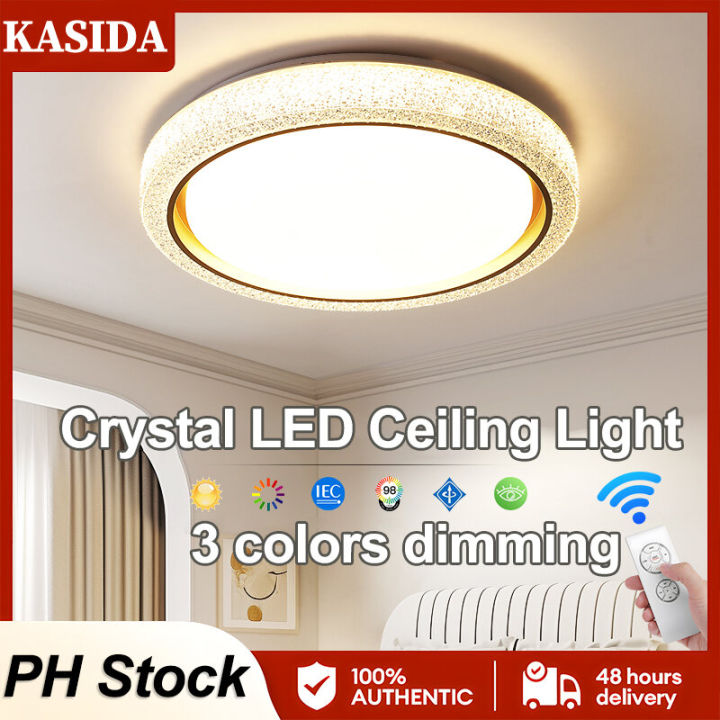 Color Led Ceiling KASIDA crystal ceiling lights modern design tri color led ceiling light ...