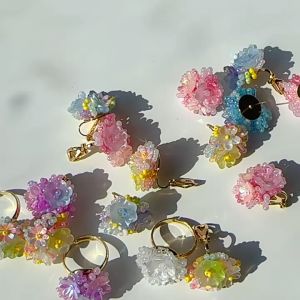 Dopamine summer atmosphere sweet flower earrings without ear holes girls heart clip anti-aging colored earrings