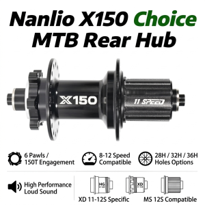 Nanlio | Nanlio X150 MTB Rear Hub 150 Engagement 6 Pawls Aluminum Alloy Bicycle Sealed Bearing Hub HG MS XD 8-12 Speed 28/32/36H Cycling