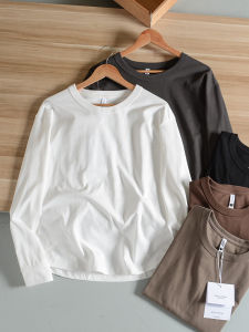 Heavyweight 280g Pure Cotton round Neck Long Sleeve T-Shirt Casual Commute Mens Base Layer Shirt Versatile Solid Color