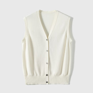 Elegant Sleeveless V-Neck Knitted Top Women