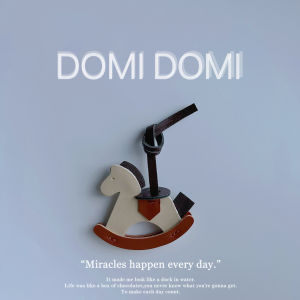 Small Wooden Horse Handmade Creative Sheep Leather Custom Pendant Couple Girlfriend Gifts Ins Cowhide Stylish Car Ornaments