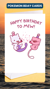 Mew Pokemon Birthday Card Cute Happy Birthday Card Gift for Friend Girlfriend Boyfriend