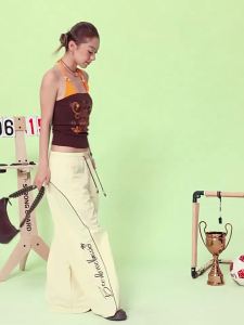 Resort Style Slim Fit Versatile Retro Printed Halter Camisole