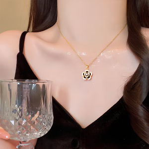 Gold Silver Rhinestone Pendant Necklace for Women Titanium Steel Chain Elegant Clavicle Necklace Gift⚡PH deliveryIn stock⚡