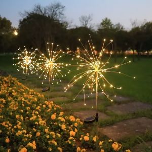 8Modes Deepavali Lights 【4pcs】Solar Firework Light Auto On/Off Waterproof Garden Party 2025 Diwali Deepavali Decoration