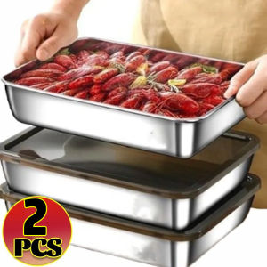 2ชิ้นกล่องเก็บอาหารเก็บความเย็นไว้เบนโตะปิกนิกสี่เหลี่ยมผืนผ้าจานร้านอาหารกล่องเก็บของแช่แข็งในตู้เย็น