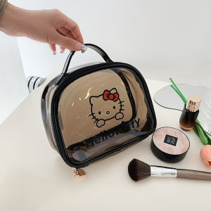 Hellokitty Kitty Cat Cosmetic Bag Women Portable Large Capacity Handheld Toiletries Storage Bag Waterproof Makeup Bag