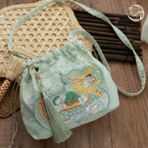 ShangXianYue Limited Edition Festival Dragon Boat Zongzi Crossbody Bag Large Capacity Bucket Shape Embroidered Ethnic Style