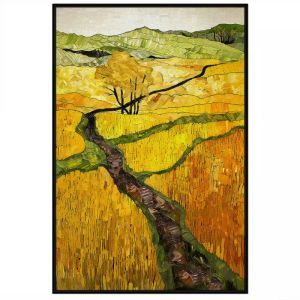 Tranh phong cảnh quê hươngcánh đồng lúa chín vàng tranh phong cảnh làng quêtranh treo tườngdán tường.CGI-504