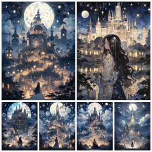 Jigsaw Puzzle 1000Pieces Dream Castle Moon Fantasy Landscape Artwork Stress Relief Puzzle Wall Art Decor Gift