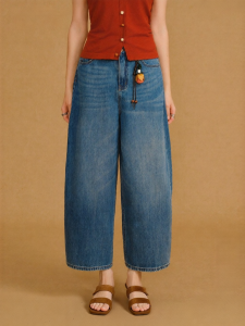 BANANA CICI | Quần Jeans Dài Ngang Chân Phối Cao Thoải Mái Không Co Dãn