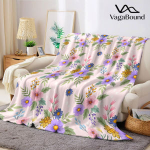 BILIBILI | Pink Pastel Floral Flannel Blanket Warm Soft Halloween Christmas Decorative Couch Warm Cozy All-Season Gift
