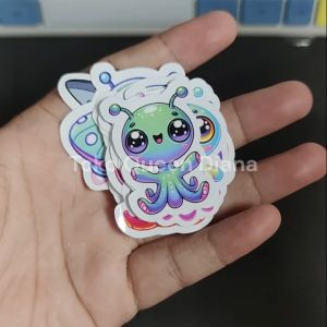 isi 17 pcs stiker alien chibi imut stiker pesawat ufo stiker tema angkasa luar