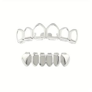 A Set Of Fashionable Six-Tooth Hollowed-Out/Smooth Lower Teeth Hip-Hop Tooth Ornaments Stage Props And Festival Gifts