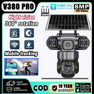 【BUY1TAKE1】V380 Pro Solar CCTV Camera WIFI connect Outdoor Three screens Wi-Fi Wireless Surveillance Color Night Vision Two-Way Audio IP Security Cameras
