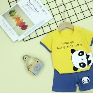 Childrens Short-Sleeved Suit Boys Cotton T-shirt Baby Childrens Summer Clothing Girls Shorts Clothes for Babies Summer Clothes