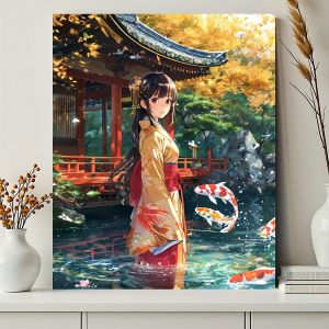 DIY Oil Painting By Numbers Kit Kimono Girl Dancing Paint By Numbers Diy Numbers Painting Art On Canvas By Numbers