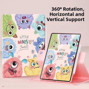 Full Cover Silicone Protective Case for iPad Air 6 Mini 7/5 10.9/9 Tablet Computer Anti-Fall Rotatable 8 Monsters Design