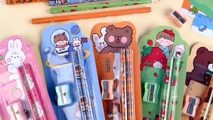 5in1 Stationery Set Pencil Set For Kids Ruler Sharpener Eraser Character Pencil For Children School Supplies Gift
