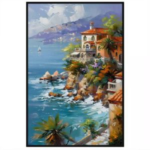 Tranh trừu tượng phong cảnh thành phố ven biểntranh treo tườngdán tường phòng khách sơn dầu vẽ biển đảo đẹp .CGI-581