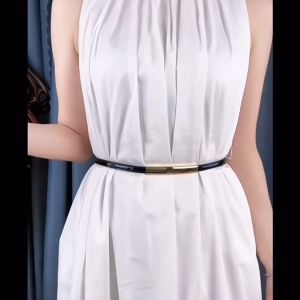 Women Fashion Belt Thin Metal Buckle Length Adjustable Belt Dress Suit Decoration Belt