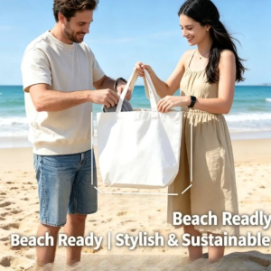 Eco-Friendly Lightweight Reusable Cotton Canvas Shoulder Tote Bag for Student School Commute Grocery Shopping Portable Bag