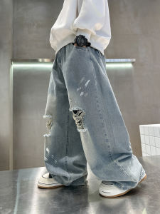 Boys Summer Thin Denim Pants Tear Style Mosquito Proof Long Trousers Cool Boys Jeans Fashionable Childrens Clothing