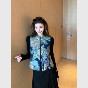 Chinoiserie Blue Printed Vest