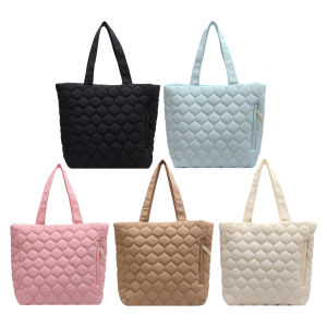 Yaababy Quilted Casual Hand Bags Large Capacity Winter Top-handle Bag Fashion Cotton-Padded Nylon Elegant Soft Portable for Weekend Vacation