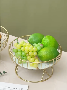 Fruit Dessert Plate Decorative Arrangement Plate with GoldStand for Small Fresh Fruits and Cakes