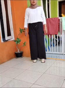 celana kulot panjang jumbo XXL kantong cargo knit jepang melar