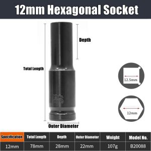 1/2" Drive Deep Impact Socket Drive Metric Wrench Socket Deep Impact Socket Pneumatic Wrench Head Tire Removal Tools