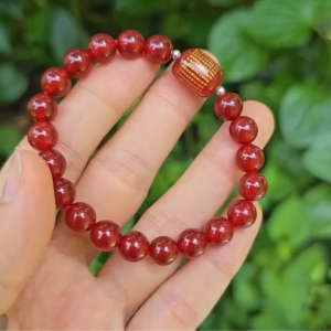 Q2545 Vòng Ngọc Agate Đỏ 8li mix lu thống Ngọc Agate Đỏ khắc tâm kinh bi bạc hợp Hỏa & Thổ - Phong Thủy TUDO