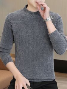 HENGYUANXIANG | Hengyuanxiang 2025 New Fashionable Mens Knitted Sweater Half High Collar Medium Neck Chenille Base Shirt Winter Casual Loose Fit