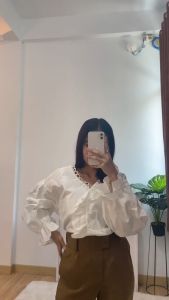 [Basica Moda] 9321 Atasan Top Blouse Kemeja Wanita Lewina Setrip Katun Import 01