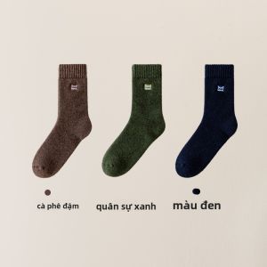MiiOW | Tất len lót lông cừu dày ấm áp cho nam mùa thu đông dài đến bắp chân Tất ngủ Tất đi trên sàn Tất đi trên sàn mùa đông