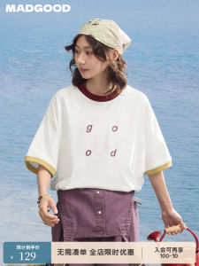 เสื้อยืดคอกลมแขนสั้นผ้าฝ้ายถักพิมพ์ลาย Madgood ทรงหลวม สไตล์ญี่ปุ่น แฟชั่นผู้หญิง ฤดูร้อน 2025 จีนแผ่นดินใหญ่