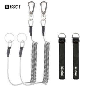 Booms Fishing T04RB1 Fishing Lanyards Safety Rope Wire Steel with Carabiner Coil Lanyard Retractable 1.5m Max Fishing Tools